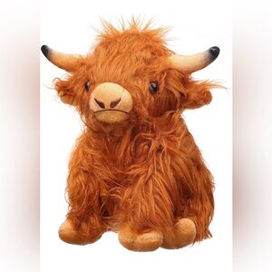 NIP Leurry Highland Cow Stuffed Plush 7"x5.9"x8.6" Soft,Fluffy,Brown,Age 3+